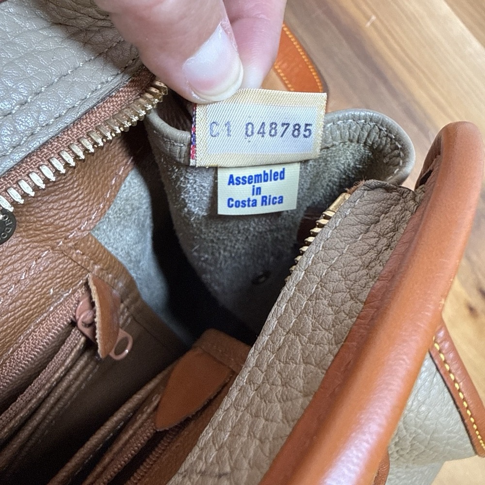 Vintage DOONEY AND BOURKE Khaki Brown Leather Buckle 2 Way Satchel Crossbody Bag - Picture 15 of 16